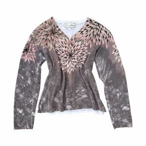 Vintage San Louis Paris Boho Floral Long Sleeve Top Size Small